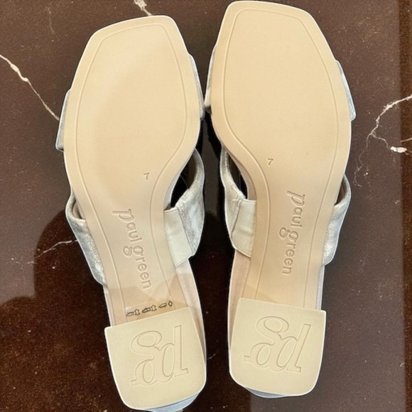 Paul Green Lauren Block Heeled Sandals in Mineral Metallic NWOB size 7 - Picture 6 of 10